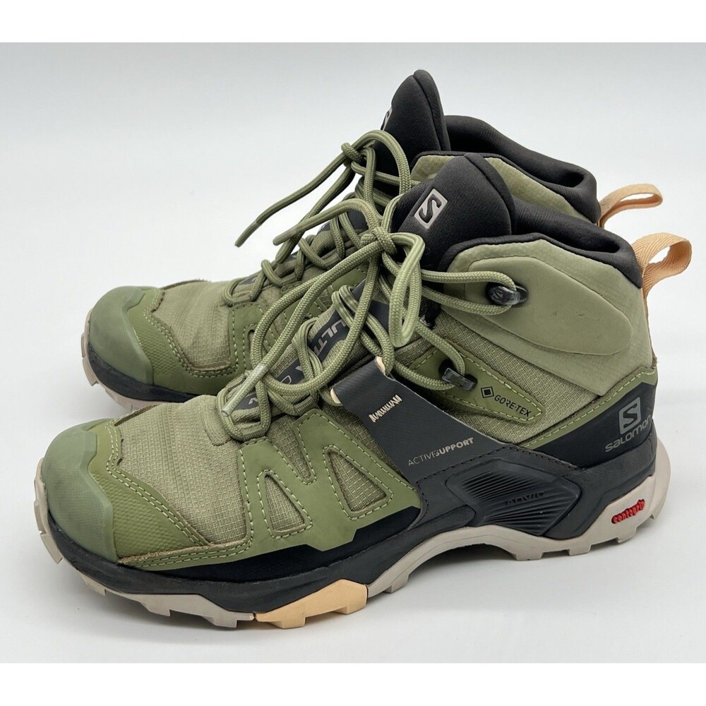 Salomon X Ultra 4 Mid GTX Hiking Boots Women's 5.5 Green Waterproof Trail Ankle
